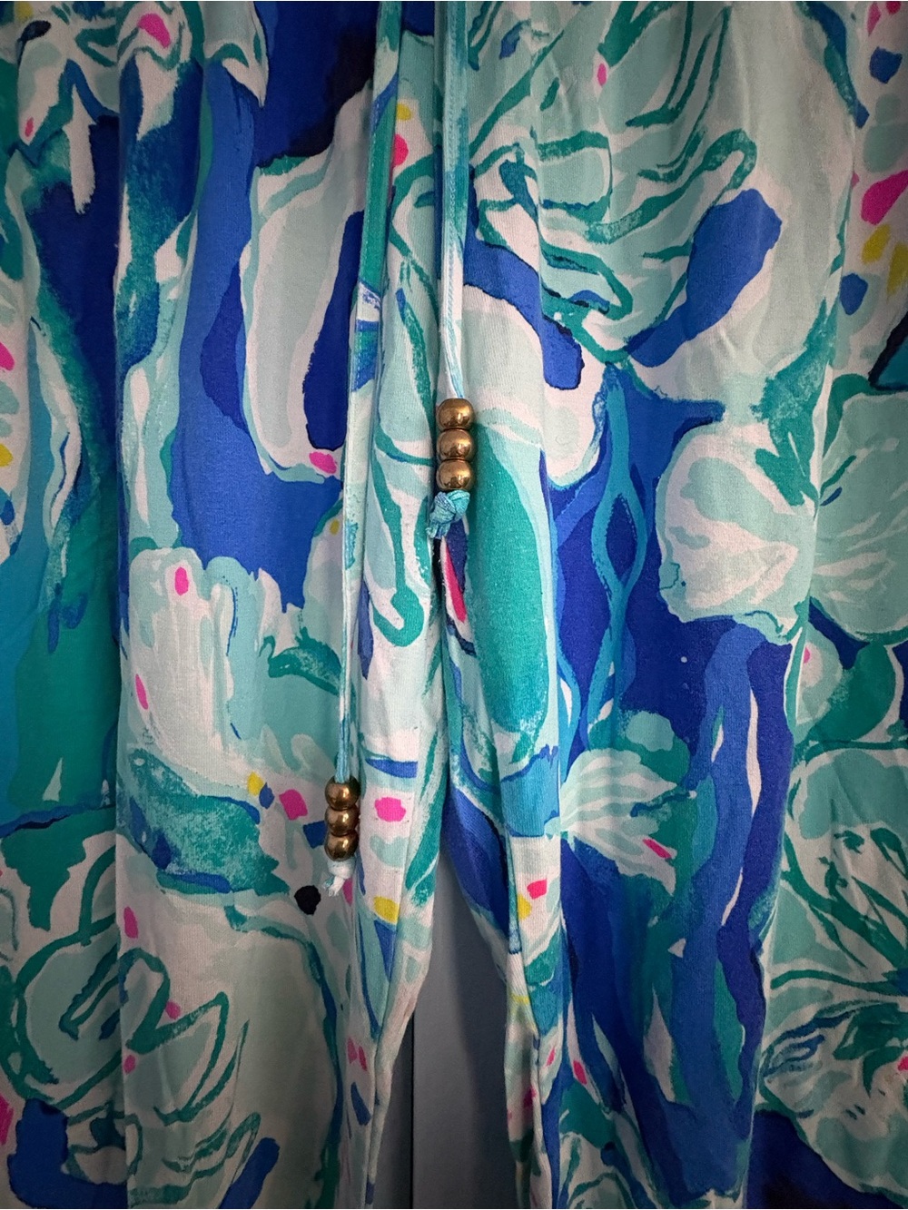 Lilly Pulitzer Floral drawstring Pants Blue, Teal & Pink sz S
